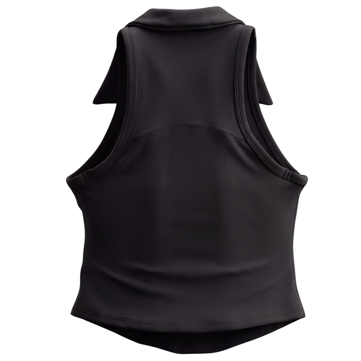 GOLF BY JO black performance golf vest with a sculpted fitted silhouette and feminine open neckline